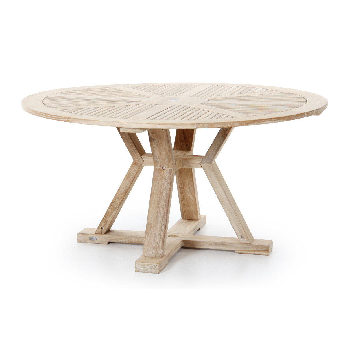 круглый уличный стол из дерева