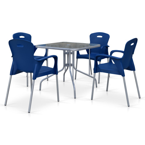 Комплект мебели для кафе TL80x80/XRF065BB-Blue (4+1)